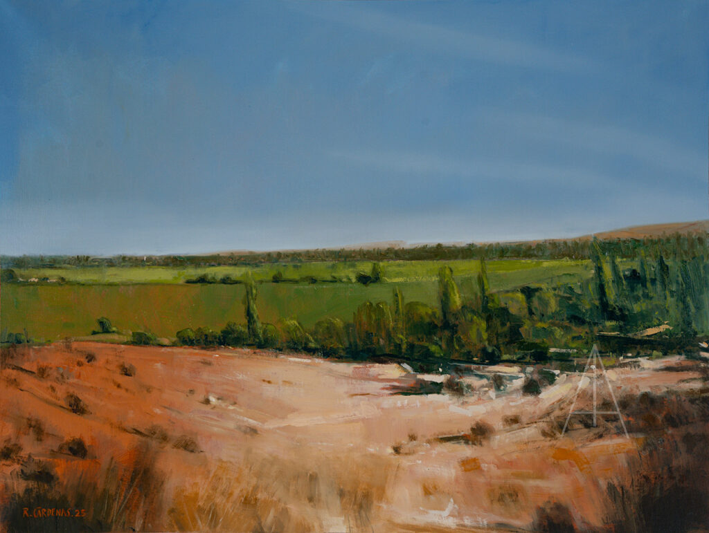 Camino a la mina — Roberto Cárdenas, óleo sobre tela
