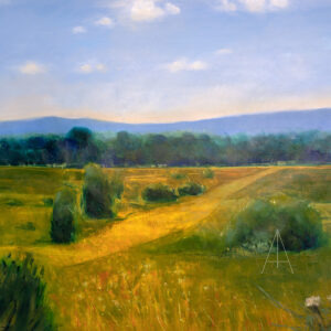 Paisaje al interior de la costa — Roberto Cárdenas, óleo sobre tela